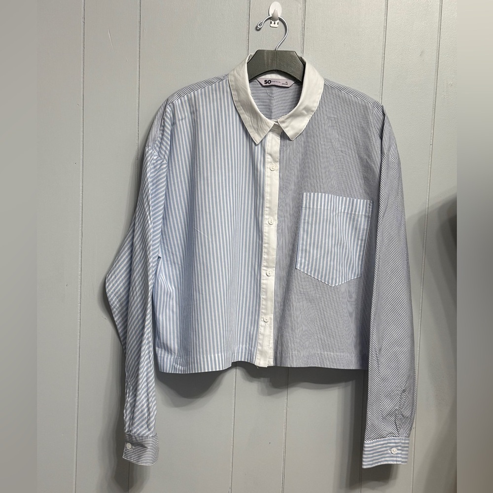 SO Blue and White Striped Shirt